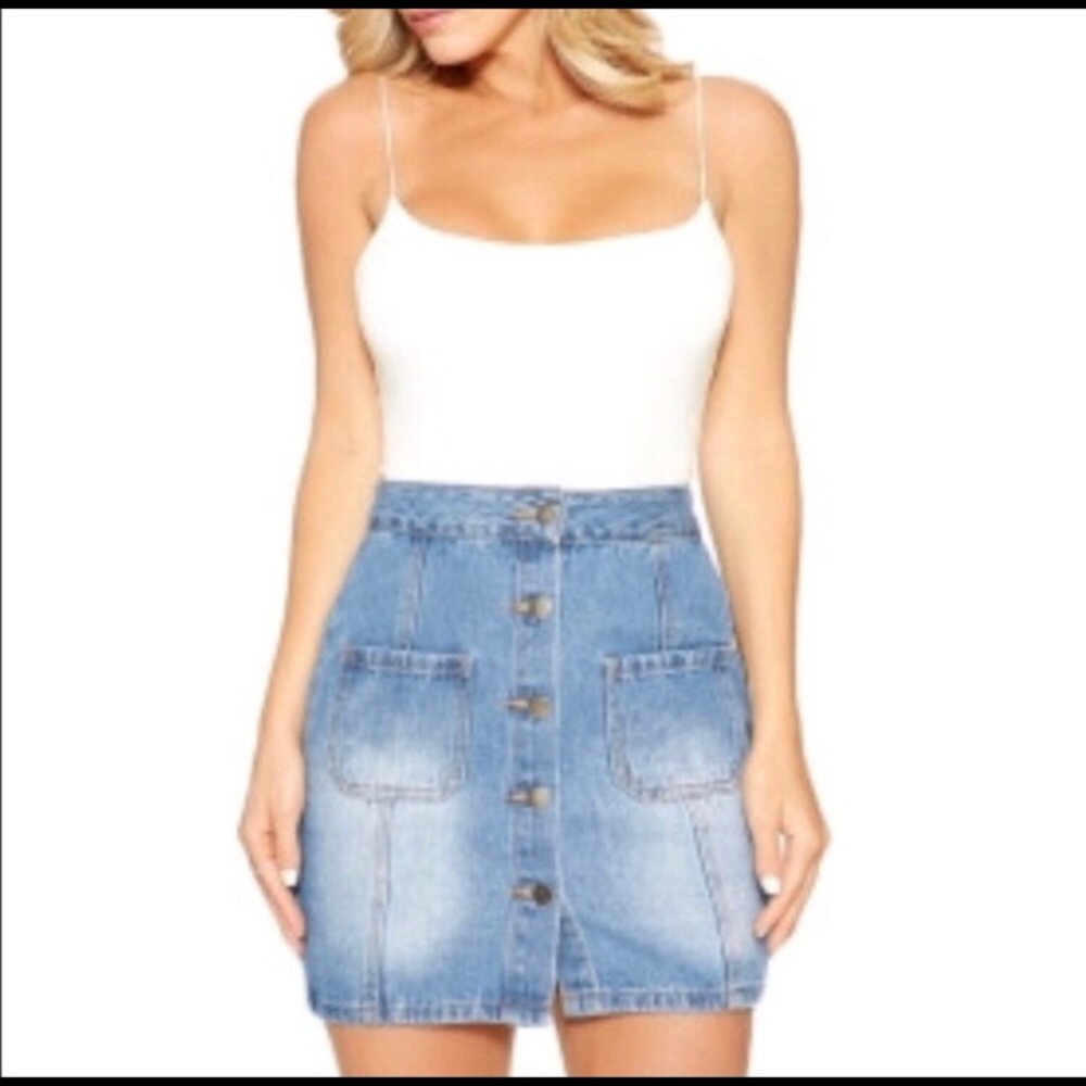 Naked Wardrobe Button me down Jean Skirt